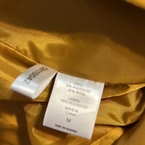 New York & Co Women’s Gold Wool Blend Jacket Coat Horn Toggles Size Medium - Picture 9 of 10